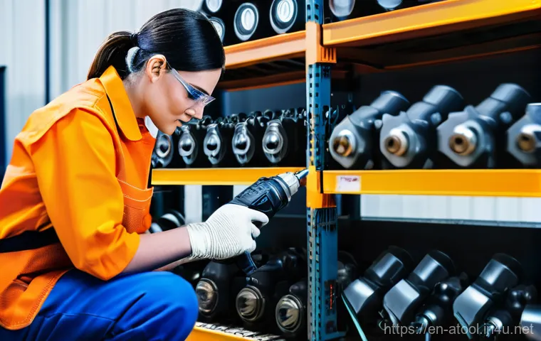 공업용 에어공구 추천 - **Prompt:** A dynamic, wide-angle shot of a skilled male or female technician, dressed in a modern, ...
